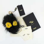 Fur Monster Ball Handbag Key Charm // Black + Yellow