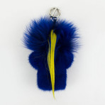 Mink + Goat Fur Fendirumi Micro Monster Handbag Key Charm // Blue