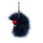 Bag Bugs Eyelashes Mink + Goat Fur Bag Charm // Blue + Red