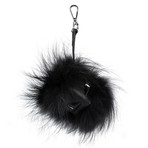 Fendi // Bag Bugs Fox Fur + Leather Monster Cube Bag Charm // Black