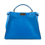 Fendi // Royal Monster Leather Peekaboo Large Studded Satchel Handbag // Blue