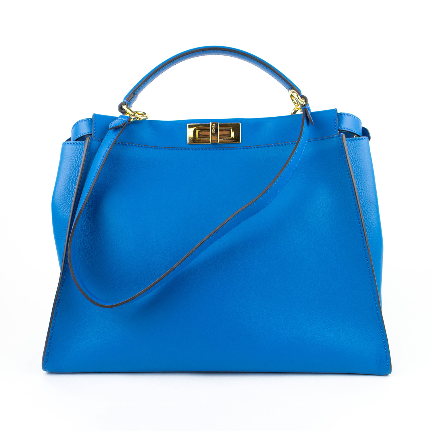 Fendi // Royal Monster Leather Peekaboo Large Studded Satchel Handbag // Blue - Designer ...