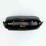 Leather Micro Peekaboo Messenger Bag // Black
