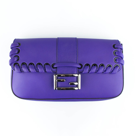 Fendi // Leather Weave Baguette Shoulder Bag // Purple