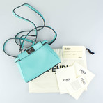 Fendi // Leather Micro Peekaboo Messenger Bag // Turquoise