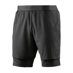 CORE 2-in-1 Compression Shorts // Black + Silver (Small)