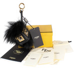 Fendi // Hypnoteyes Fox Fur Snakeskin + Leather Monster Cube Bag Charm // Black