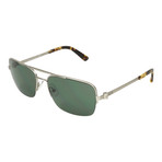 Calvin Klein // Navigator Sunglasses // Silver + Green Gray