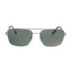 Calvin Klein // Navigator Sunglasses // Silver + Green Gray