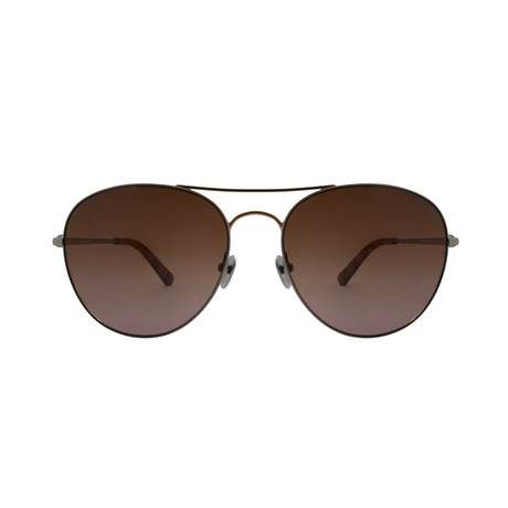 Calvin Klein // Round Aviator Sunglasses // Silver + Brown Gradient