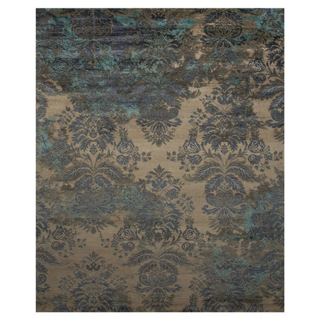 Damask Collection // Decorative Handcrafted Wool + Art Silk Rug