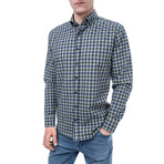 Decius Check Flannel Shirt // Blue + Green (S)