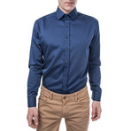Nero Slim Fit Print Shirt // Blue (S)