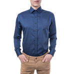 Nero Slim Fit Print Shirt // Blue (XL)