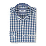 Vitellius Slim Fit Check Shirt // Blue (XL)