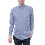Commodus Slim Fit Printed Cotton Shirt // Blue (XS)