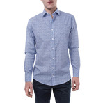 Commodus Slim Fit Printed Cotton Shirt // Blue (L)