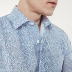 Commodus Slim Fit Printed Cotton Shirt // Blue (2XL)