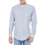 Jovian Stripe Shirt Stand Up Collar // Blue (L)