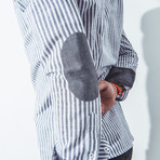 Valens Stripe Shirt Mao Collar // Black (XL)