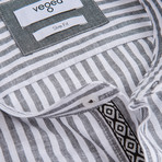 Valens Stripe Shirt Mao Collar // Black (XS)
