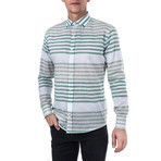 Nerva Shirt Horizontal Stripe // White + Green (L)