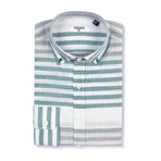 Nerva Shirt Horizontal Stripe // White + Green (M)