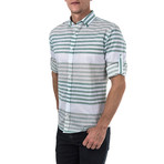 Nerva Shirt Horizontal Stripe // White + Green (XS)