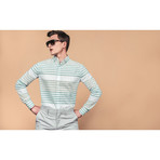 Nerva Shirt Horizontal Stripe // White + Green (S)