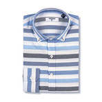Hadrian Shirt Horizontal Stripe // White + Blue (XS)