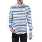 Hadrian Shirt Horizontal Stripe // White + Blue (S)