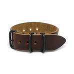 1 Piece Military Watch Strap // Brown Chromexcel // PVD Buckle (18mm)
