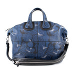 Men's Leather Nightingale Paisley Carry On Bag // Blue + Black
