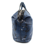 Men's Leather Nightingale Paisley Carry On Bag // Blue + Black