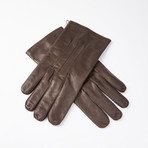 Lambskin Gloves + Silk Lining // Dark Brown // Size 11