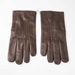 Lambskin Gloves + Silk Lining // Dark Brown // Size 11