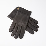 Black Peccary Leather Gloves (Size: 8.5)