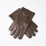 Lamb Leather Gloves + Silk Lining // Dark Brown // Size 8.5