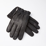 Peccary Gloves + Silk Lining + Cashmere V1 // Black (Size: 9)