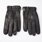 Peccary Gloves + Silk Lining + Cashmere V1 // Black (Size: 9)