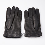 Peccary Gloves + Silk Lining + Cashmere V1 // Black (Size: 9)