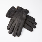 Peccary Gloves + Silk Lining + Cashmere V2 // Black // Size 9.5