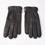 Peccary Gloves + Silk Lining + Cashmere V2 // Black // Size 9.5