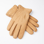 Peccary Gloves + Silk Lining + Cashmere // Sand // Size 10