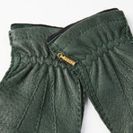 Peccary Gloves + Silk Lining + Cashmere // Dark Green // Size 9.5