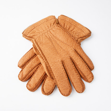 Peccary Gloves + Silk Lining + Beige Cashmere // Tan // Size 9