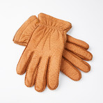 Peccary Gloves + Silk Lining + Beige Cashmere // Tan // Size 9