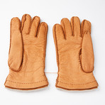 Peccary Gloves + Silk Lining + Beige Cashmere // Tan // Size 9