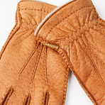 Peccary Gloves + Silk Lining + Beige Cashmere // Tan // Size 9