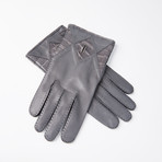 Lamb + Crocodile Skin Gloves + Silk Lining // Light Blue Gray (Size: 8)